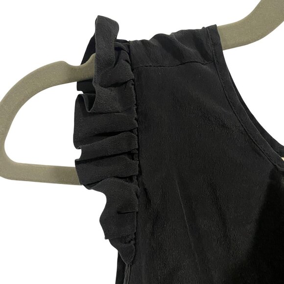 Anthropologie Maeve Hermine Silk Ruffle Sleeveless‎ Black Blouse Women's Size 10 - Picture 3 of 9
